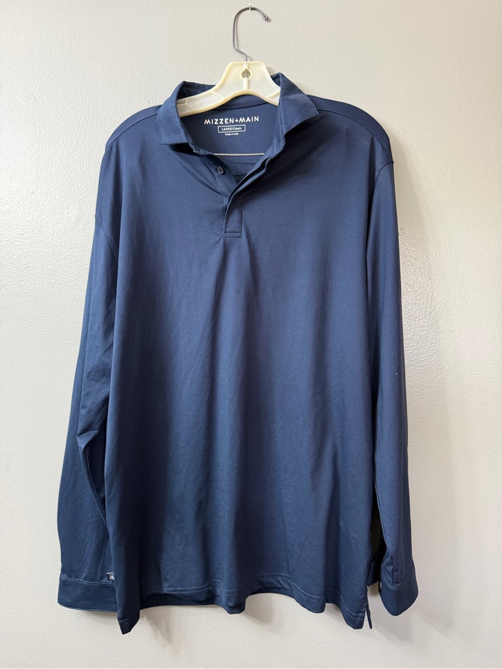 Mizzen+Main Classic Polo in Navy Blue long sleeve Large